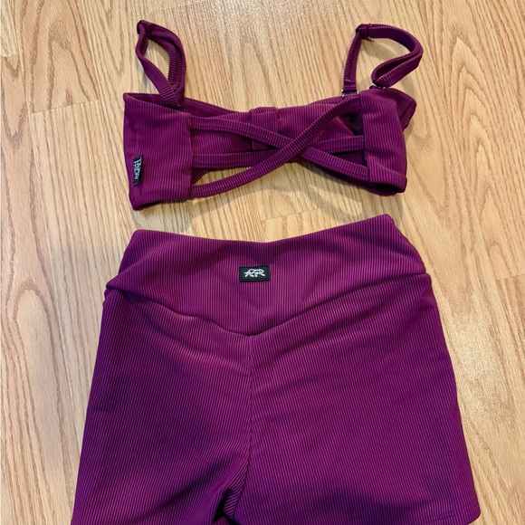 Purple Ribbed Two-Piece Set Tiger Friday - Picture 2 of 5